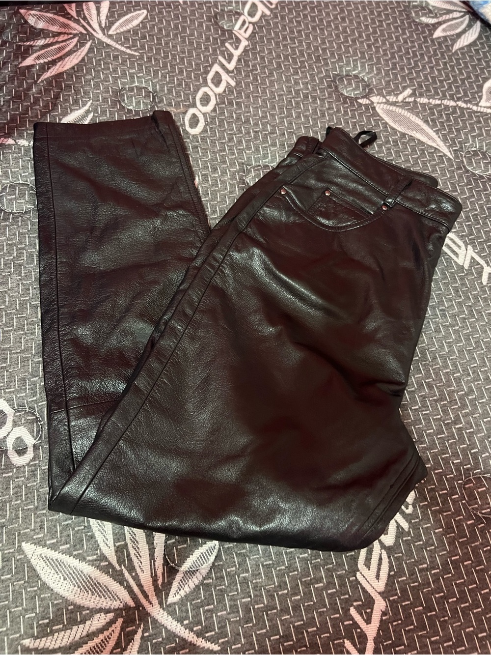 Maxima Black Faux Leather Skinny Pants